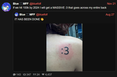 BlueFolf gets a cat emoticon tattoo.png