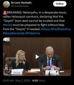 zionist leader of israel benjamin nyenyahu zog kike calls all non jews goyim on twitter.jpg