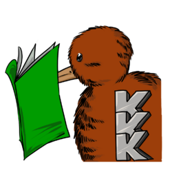 The KKK Badge of Honor, of a Kiwi reading a comic