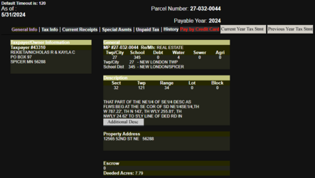 nick kayla rekieta 12565 52nd St NE, Spicer, MN 56288 property tax info.png