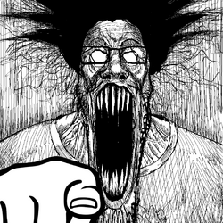 blank eyes finger hair hairy hand pointing psycho schizo tagme teeth-2701.png