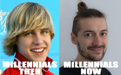millennials back then vs millennials now soyface faggot neckbeard.jpg