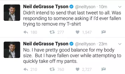 Neil deGrasse Tyson on fallling down while removing shirt.webp