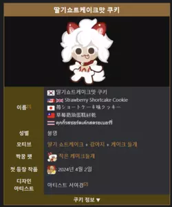Strawberry Shortcake Cookie, from Namu Wiki, depicting nonbinary as gender