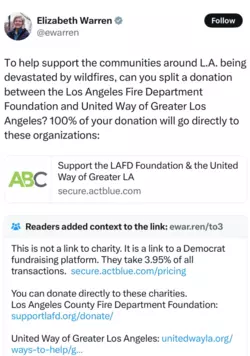 pocahontas scams la fire victims.PNG