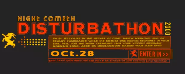 Disturbathon 2000 splash page, when splash pages were still a cool thing people did.
