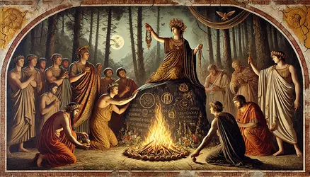 Cult rituals for the sun god. (AI)