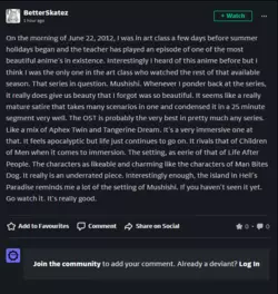 Alex posts about 'Mushishi'.png