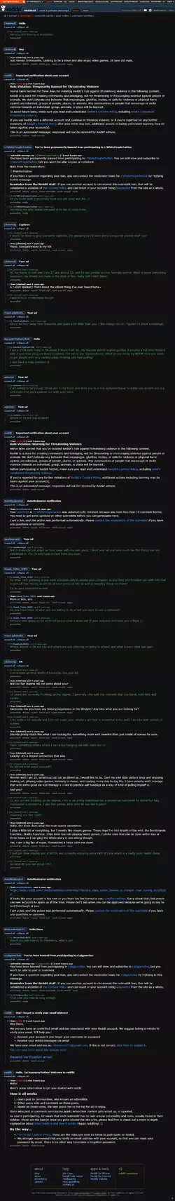 Alex PMs, also lying about age in one of them