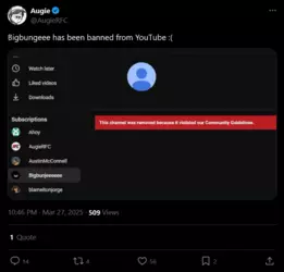 Screenshot 2025-03-27 at 22-53-10 Augie on X Bigbungeee has been banned from YouTube ( https _...png
