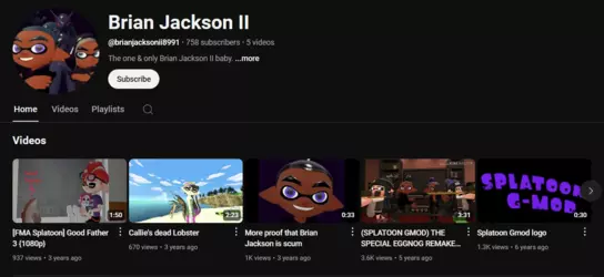 (Brian Jackson II's imposter YouTube account)