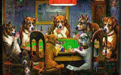 dogsplayingpoker deep dream.webp
