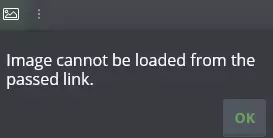 The error in question, with the text Image cannot be loaded from the passed link.