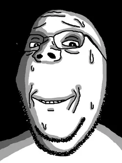 4479 - black_background glasses ominous smile soyjak stubble sweating variant:wholesome_soyjak.webp