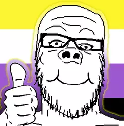 6469 - closed_mouth flag glasses hand lgbt non_binary soyjak stubble thumbs_up.webp
