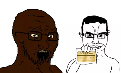 55176 - arm black_skin glasses hand n-word_pass nigger scared smile soyjak stubble variant:ch...webp
