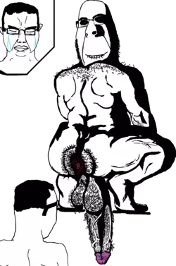 20593 - 2soyjaks anus arm ass back closed_eyes creepy crying evil full_body glasses leg nsfw ...webp
