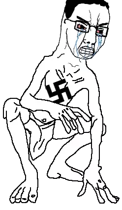 8147 - angry arm bloodshot_eyes crying full_body glasses hair hand leg nazi skinny soyjak swa...webp