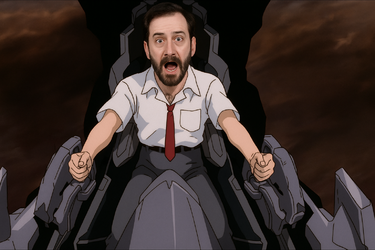 Shocked Mecha Pilot in Turbulent Skies.webp