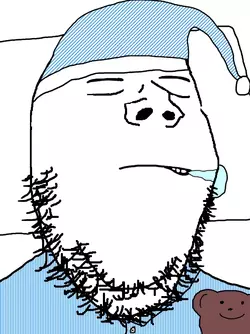 1472 - closed_eyes clothes drawn_background drool hat nightcap pillow sleeping soyjak stubble...webp