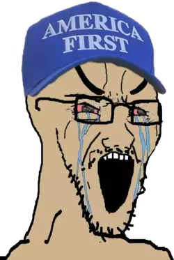 2303 - america_first bloodshot_eyes brown_skin cap clothes crying glasses hat large_eyebrows ...webp