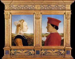 circa 1473–1475; Oil on wood; 47 cm × 33 cm (19 in × 13 in); each panel; Ufizzi gallery, Florence