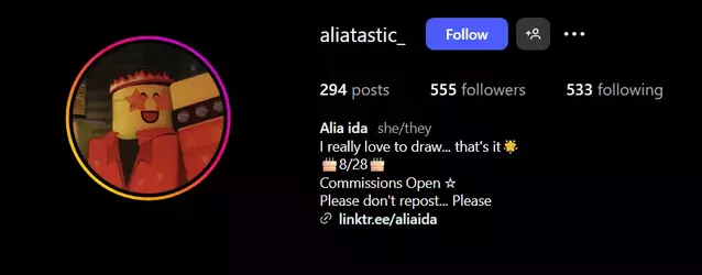Alia's Instagram bio
