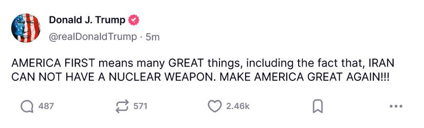 Screenshot 2025-06-17 at 02-30-03 Donald J. Trump (@realDonaldTrump) Truth Social.webp