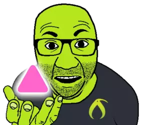 kiwi perro hold Aryan pink triangle.webp