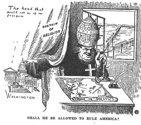 Anti-Catholic anti-clerical cartoon from Guardians of Liberty [en] (1943).webp