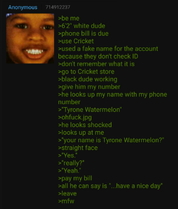 white tyrone and his cricket phone.webp