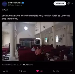Screenshot 2025-07-14 at 11-31-28 Catholic Arena on X GAZA Loud EXPLOSIONS heard from inside ...webp